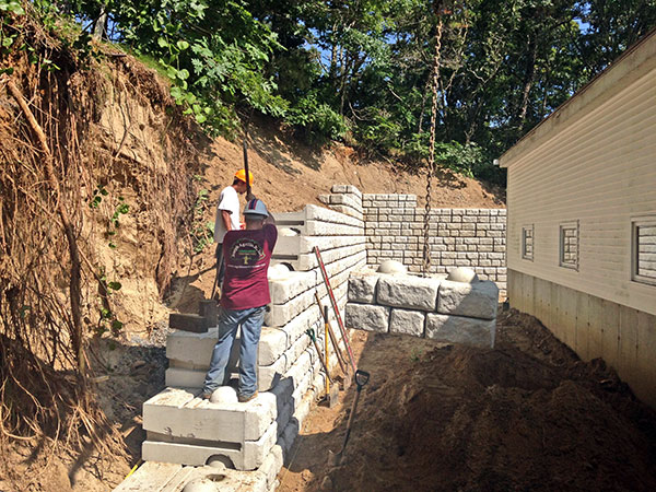 Retaining wall construction - residential.