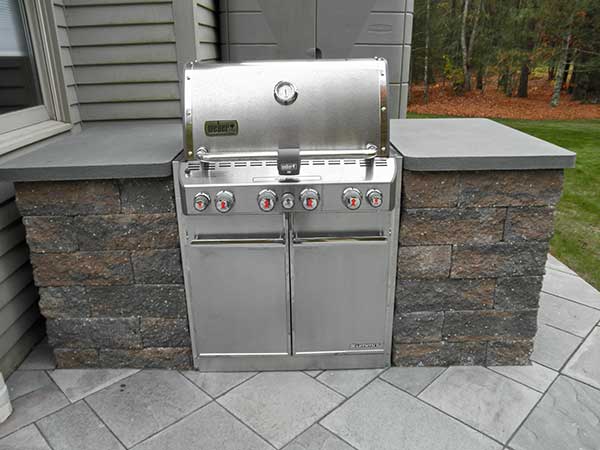 Built-in gas BBQ with masonry.